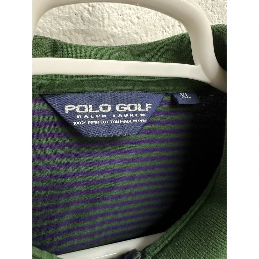 Polo Golf Ralph Lauren‎ Polo Shirt Purple Green Striped Vintage / Men's XL